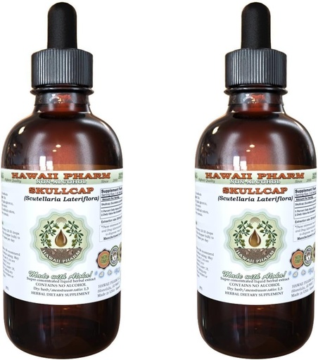 [BRSWKEACPN7WKHLG] Skullcap Alcohol-Free Liquid Extract, Organic Skullcap (Scutellaria lateriflora) Dried Herb Glycerite Natural Herbal Supplement, Hawaii Pharm, USA 2x4 fl.oz