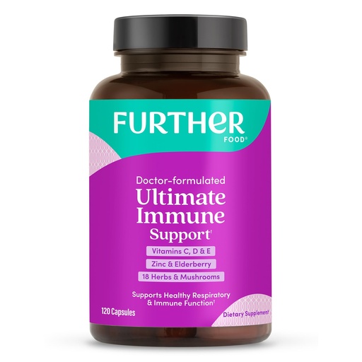 [BRSWYHYDA4PWYCDD] Further Food Ultimate Immune Support Capsules with Vitamins C, D, E & Zinc – Natural Herbal Supplement with Antioxidants for Immune & Respiratory Support, 120 Vegan Capsules