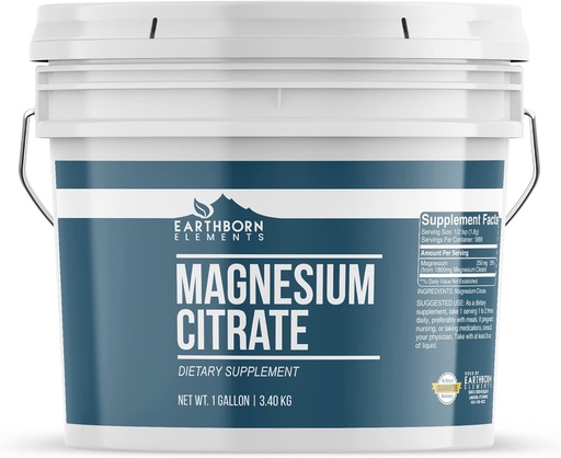 [BRSRMAL5AV6WKCLV] Pozemské prvky Magnesium Citrát 1 Gallon Bucket, Ústní dodatek, Žádné přísady nebo Fillers