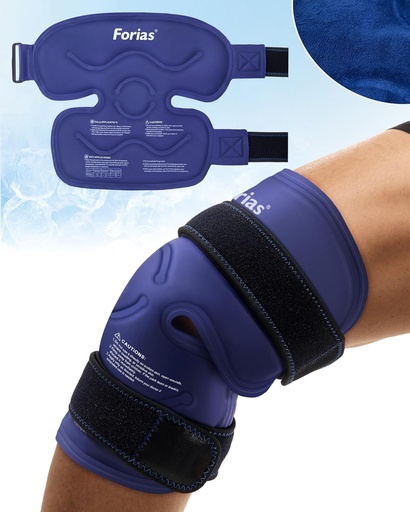 [BRSRAZQ7OYIWGCDO] Forias 14.4" Ледена опаковка за облекчаване на болки в коляното, Reusable Gel Ice Pack Wrap for Innuries, Knee Replacement Surgery, Подуване, Артрит, Meniscus Сълза, и ACL, Blue