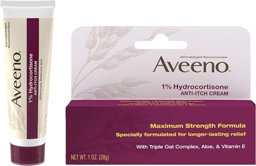 [BRSWIYQHBV7BEDY3] Aveeno 1% Hidrocortisona Anti Itch Cream, máxima fuerza