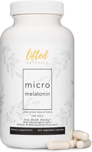 [BRSWYHYDB55RGDLO] Lifted Naturals Micro Melatonin Family Size - Melatonin for Fast & Better Sleep, Easy to Swallow 220 Vegetable Capsules with Low Dose Melatonin, Non-GMO, Fast Dissolve Melatonin 100 mcg