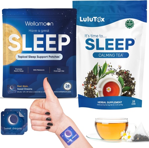 [BRSRAYYKCMMAAELJ] Wellamoon Sleep Patches & Lulutox Sleep Tea Bundle (28 Patches & 28 Servings)