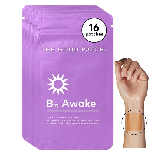 [BRSWYYADO4CA2GTP] The Good Patch B12 Awake Patch, Natural Patch with Caffeine, B12, and Green Tea Extract, Plant Powered Wearable Wellness, Helps to Promote Energy (16 Total Patches)