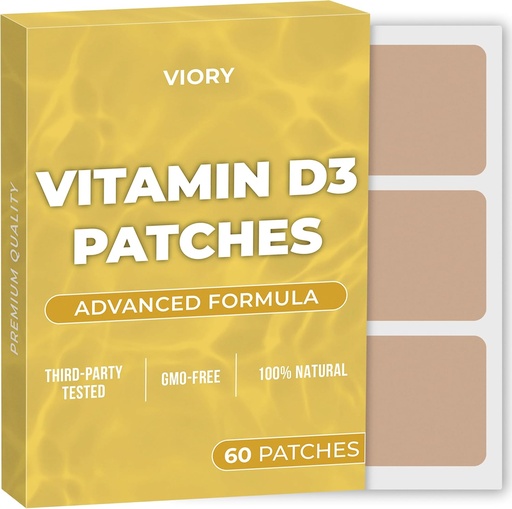 [BRSRA23RO55WEAAV] D3 Patches (Pack of 60) - 100% Natural D Patch for Women and Men - with Calcium, Magnesium, K2 - Immune & Body Support - Enhanced Formula