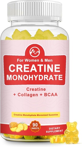 [BRSROH3RCJ6G2D3L] Creatine Monohydrate Gummy for Women & Men, Creatine Supplements, Sugar Free, 근육 지원을위한 Chewable