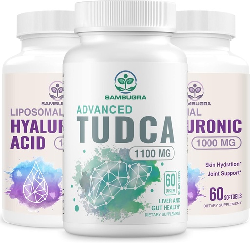 [BRSROYIOBV7ROE3O] TUDCA Liver Supplements 1100mg and Liposomal Hyaluronic Acid Supplements 1000mg, High Bioavailability Supplement (Pack of 3)