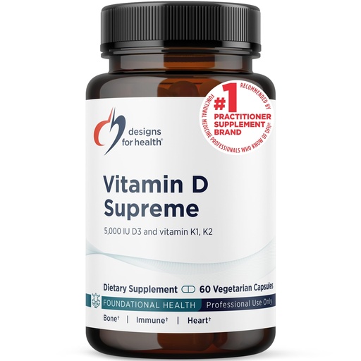 [BRSWIYIKAV7AAFTM] Designs for Health Vitamin D Supreme - Vitamin D 5000 IU with 2000mcg Vitamin K as MK4 for Bone Health, Heart Health, Mood & Immune Support - Vitamin D3 Enhanced with GG Supplement (60 Capsules)