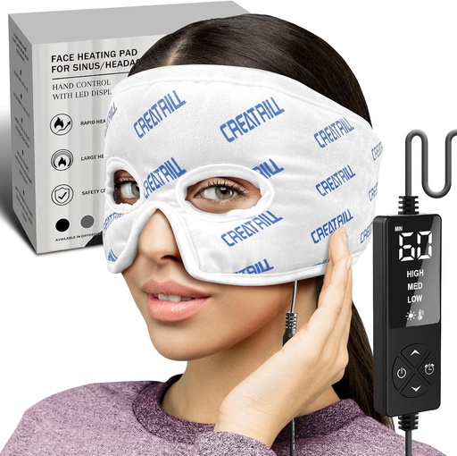[BRSROBT4C4IR4YDA] CREATRILL Heated Sinus Pressure Relief Mask，Sinus Heating Pad for Face, Migraine Mask for Headache Relief