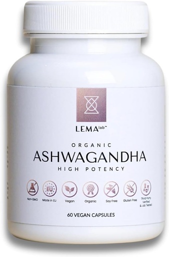 [BRSRAFI7OYPRAHYY] LEMAlab Organic Ashwagandha, 60 Vegan Capsules for Overall Wellness