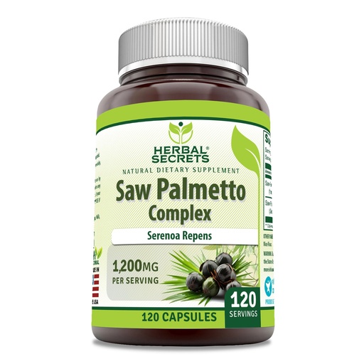 [BRSRO2QFOQARYYIZ] Herbal Secrets Saw Palmetto Complex Supplement | 1200 Mg | 120 Capsules | Non-GMO | Gluten Free | Made in USA
