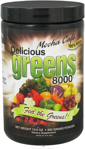 [BRSWI2T7OYMAMEDY] Delicious Greens 8000 Green Food Supplement, Mocha Cafe, 10.6 Ounce