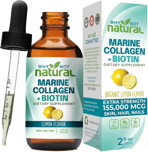 [BRSW2BTRCQGWKDIZ] Why Not Natural Liquid Collagen Plus Biotin Drops for Women and Men - Supplement for Hair, Skin, and Nails