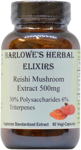 [BRSWIHD4OMBAAYDU] Estratto di funghi di erbe di Barlowe Reishi Reshroom Supplemento | Red Reishi | Ganoderma Lucidum |30% Polysaccharides| 6% Triterpenes | 500mg | 60 capsule vegetali
