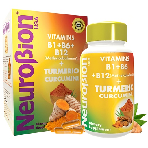 [BRSROBAYDEFAIDY2] Neurobion Turmeric Curcumin 650 mg Herbal Supplement for Antioxidant Support, High Absorption Ultra Potent Turmeric Supplement Multivitamins Complex with B12, 40 Capsules