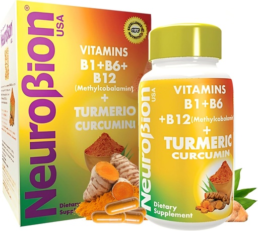 [BRSROBAYDEFAIDY2] Neurobion Turmeric Curcumin 650 mg Herbal Supplement for Antioxidant Support, High Absorption Ultra Potent Turmeric Supplement Multivitamins Complex with B12, 40 Capsules