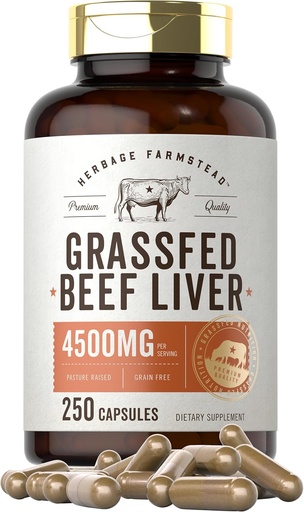 [BRSWYBACB4HGYG35] Carlyle Grass Fed Beef Liver Capsules = = 4500mg = 250 伯爵 = 破损的补编 = NO-GMO, Gluten Free = 由草草农场代办