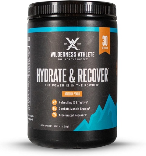 [BRSWY2YKOJ5QA2T5] Wilderness Athlete - Hydrate & Recover | Liquid Hydration Powder Electrolyte Drink Mix - Recover Faster with Bcaas - Hydrate Powder with 1000mg of Vitamin C - 30 Serving Tub (Arizona Peach)