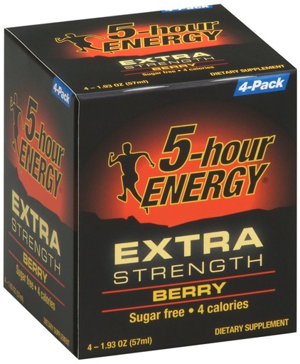 [BRSWIZI6PN7QMDDM] 5-Hour Energy Extra Strength Dietary Supplement, Berry, 4 Count