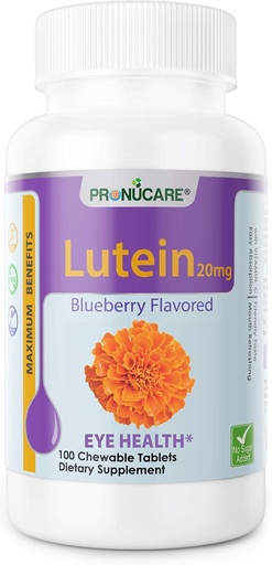 [BRSWYZYTBABAK3I3] Lutein Esters 20mg Tablets para saúde ocular - protección de luz azul, alivio de estrangas oculares dixitais, apoio antioxidante - Blueberry Flavor, Gluten-Free, Non-GMO, 100 Conde