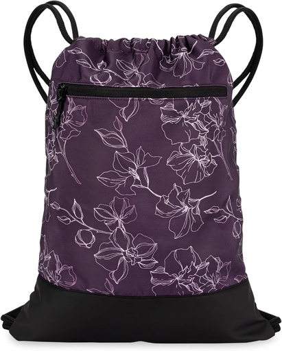 [BRSW2HATCN5QKCQV] Drawstring Gym Bag for Women | Durable Lightweight Gym Cinch Backpack with Graphic Designs | Great for the Gym and Sports | Plum - Flowers