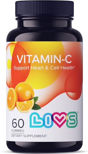 [BRSWYADRCQCAKHQ7] LIVS Vitamin C 250mg Gummies for Kids & Adults | antioxidants & Immune Support Supplement | Hair, Skin and Nails Vitamins for Women & Men | Vegen & Free from GMO & Gluten - 250mg VIT C/Dose - 60 ct