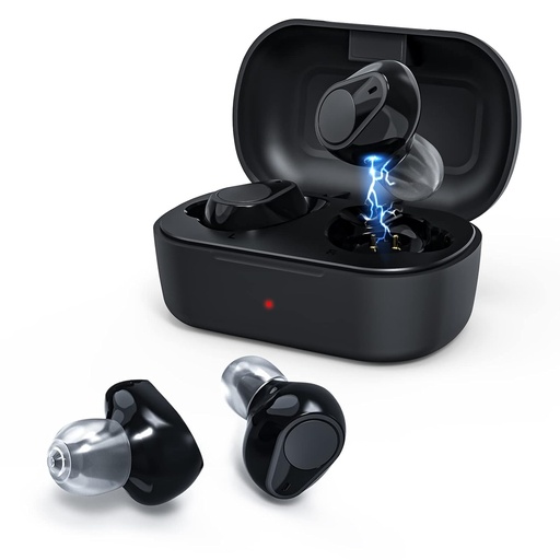 [BRSW2CYEPICRGGTL] Rechargeable Hearing Aids for Seniors Adults with Noise Canceling, Digital Hearing Amplifiers for Seniors with Charging Box, Invisible and Portable, Pair