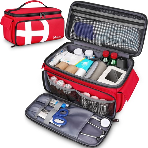 [BRSROZQNAUBG2F34] Mancro First Aid Bags Empty, Medical Travel Bag with Multi Pockets, Pill Bottle Organizer for Travel, Home Storage, Trauma Bag for EMT, Nurses, Doctor, Emergency Bag for Medicine, Medical Supplies