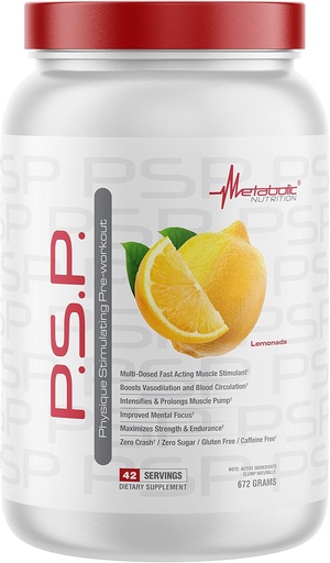 [BRSWYGDRA4ORUCY2] Metabolic Nutrition P.S.P. Physique Stimulating PreWorkout 672g Zero Sugar Caffeine Free (Lemonade)