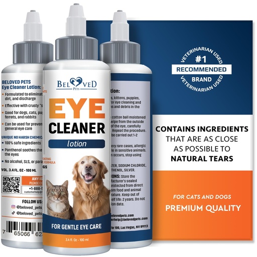 [BRSWYAIZDEPQEH36] All Pets Eye Wash Drops for Relieve Pink Eye, Allergies Symptoms, Infections & Runny, Dry Eyes - Pain-Free Treatment Helps Prevent Abrasions, Irritations & Conjunctivitis
