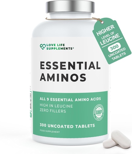 [BRSWKGYKOIHQKFL4] Essential Amino Acids - 300 Helppo niellä Tabletit / 60 Tarjoilut - Kaikki 9 EAA Aminohappoja kaikki 3 BCAA: n Plus 6 Lisää EAA rakentaa ja korjata lihaksia, 5-10g per tarjoilu, korkea leusiini ja vegan
