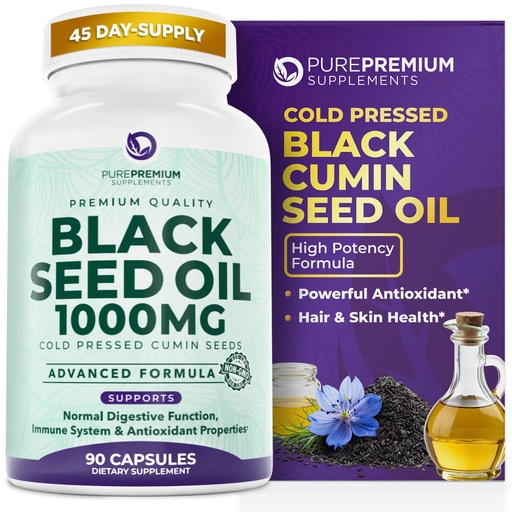 [BRSWG2YYBMCQMG3U] Black Seed Oil 1000mg per Serving. Non-GMO & Vegetarian Black Seed Oil Capsules 45 Day Serving. Organic Cold Pressed Black Cumin Seed. Nigella Sativa Seeds. USA Made Supplement for Men & Women