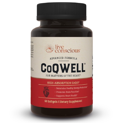 [BRSWGFIQOB7GG3LG] Live Conscious CoQWell - CoQ10 Heart, Brain, and Vascular Health Support, Coenzyme Q10 Ubiquinone - 60 Softgels - 60 Day Supply