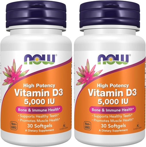 [BRSRABQNBV5BYDLX] Now Vitamin D-3 5000 IU - 30 Softgels (Pack of 2)