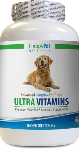 [BRSWGBIFDECQIFDX] Dog Nutrient Supplements - Köpekler için Ultra Vitaminler ve Mineraller - Köpekler için En İyi Sağlık - Doğal Tedaviler - Temel NUTRIENTS - Köpek Vitamini B Kompleks - 1 Şişe (90 Tedavi)
