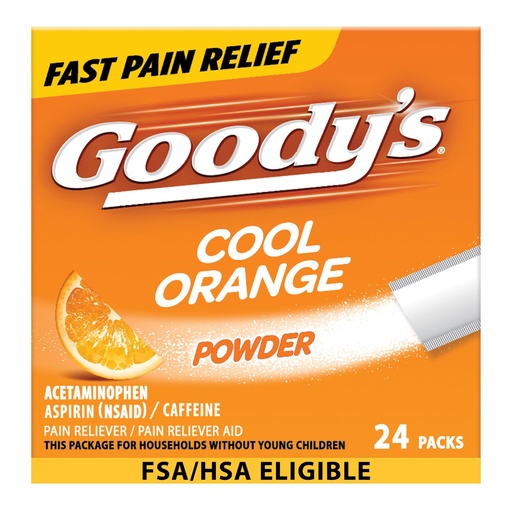 [BRSWIEYHB56GE3A5] Goody's Pain Relief Powders, Extra Strength Headache Powder Cool Orange, 24 ct (Pack of 1)