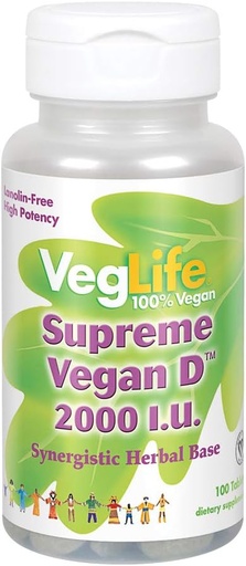 [BRSWIYQ4OJ4RWA3M] VegLife Supreme Vegan D Vegan Tablet, 2000 iu, 100 Count