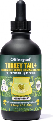 [BRSRAH37OYOW2D3D] Life Cykel - Turčija Tail Gobe Tekoči ekstrakt s Kakadu Plum - Imunska podpora in Prebiotični Prebiotični dodatek - Vegan, Non-GMO in Gluten Free - 4 Fl Oz