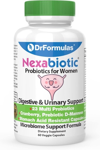 [BRSWKGYEOZ6RQDT2] DrFormulas Cranberry Probiyotiks for Women Vaginal Health & Urinary Tract with Fiber Prebiyotik & D Mannose | Nexabiyotik Feminine Health, Vaginosis with Lactobacillus Acidofilius for Yeast, 60 Capsules