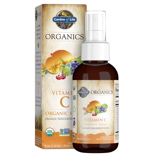 [BRSWKZA2AAHWCALG] Garden of Life Organics Vitamin C Spray Featuring Amla Berry – Liquid Vitamin C Supplement for Immune & Skin Health Support, USDA Organic, Non-GMO, Vegan, Orange Tangerine Flavor, 2 Fl Oz Bottle