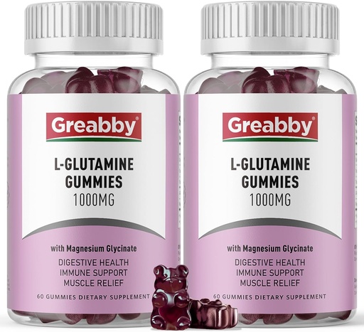 [BRSROEI3CMBGAYDV] L Glutamine 1000mg Gummies - Muscle Relief & Immune Support, Amino Acid Supplement with Magnesium Glycinate, Vegan & Non-GMO, Gluten Free (120 Count)