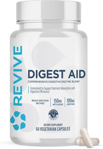 [BRSWYZT4DJYGECL3] Revive MD Digest Aid, Digestive Support Supplement for Men &amp; Women - Comprehensive Digestive Enzyme Blend with Probiotics & Prebiotics for Gut Health & Health & Healthy Digestion (90 Capsules, 90 Servings)