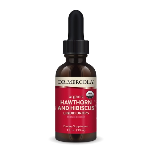 [BRSW2BIOCEORO2A3] Dr. Mercola Organic Hawthorn and Hibiscus Liquid Drops - Supports Circulation - USDA Organic - Glycerin Extract - Mandarin Flavor - 1 Fl. Oz. (30 Droppers)