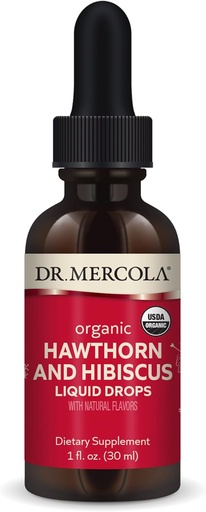 [BRSW2BIOCEORO2A3] Mercola Organic Hawthorn博士和Hibiscus Liquid Dropps博士, 30名服务员(30名滴水员)、非转基因生物、Gluten Free、Soy Free、USDA Organic
