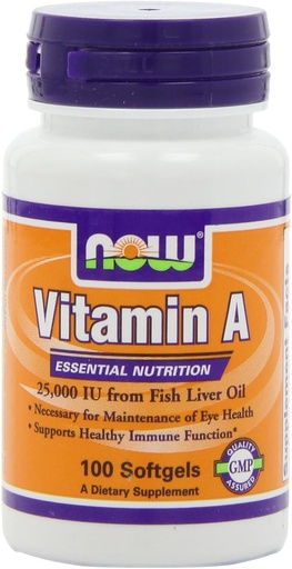 [BRSWIYYPOMNW2332] NOW Vitamin A 25,000 Iu, 100 Softgels (Pack of 4)