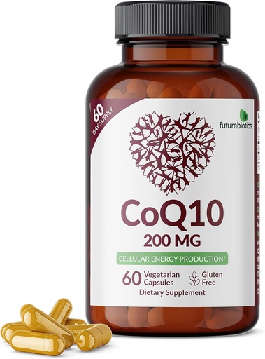 [BRSROEI2C4FWGETX] Futurebiotika CoQ10 200 MG Výroba celulární energie, 60 Vegetariánských kapslí