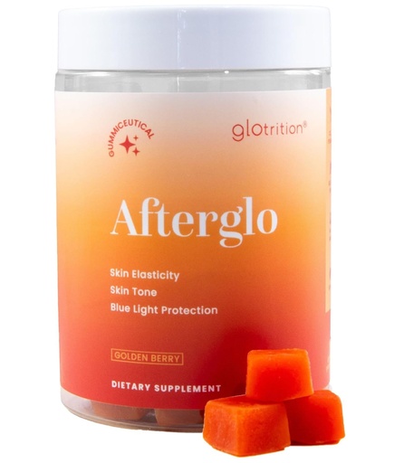 [BRSRMCQPB4MQY33U] Glotrition Afterglo Gummies - Suplemento de belleza con vitamina A, vitamina C y vitamina E para la piel radiante - Esquí y aumenta la elasticidad de la piel - 60 Gummies