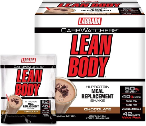 [BRSWIYQOCMDGG3TK] Labrada Carb Watchers Lean Body Hi-Protein Meal Replacement Shake, Chocolate Ice Cream, 2.29 Ounce (Pack of 42)