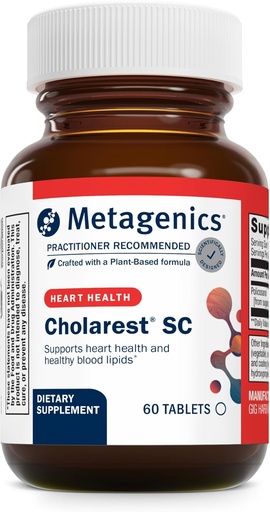 [BRSWIZQOB4AA42TE] Metagenics Cholarest SC - Blood Flow Support* - Supports Healthy Blood Lipids Already in Normal Range* - Non-GMO & Gluten-Free - 60 Tablets
