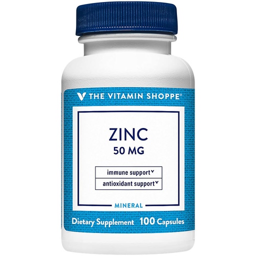 [BRSWIYTYOEDRMDD6] The Vitamin Shoppe Zinc 50MG - Immune Support, Skin Health & Antioxidant Protection, Essential Mineral (100 Capsules)
